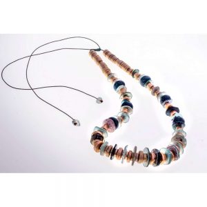 Handmade necklace with roman glass and gold elements