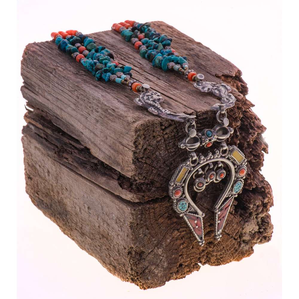 002R-EVAFRANGK-KOLIE-KORALI-TYRKOYAZ-MPOXO-3 Handmade Necklace with turquoise, coral and silver elements