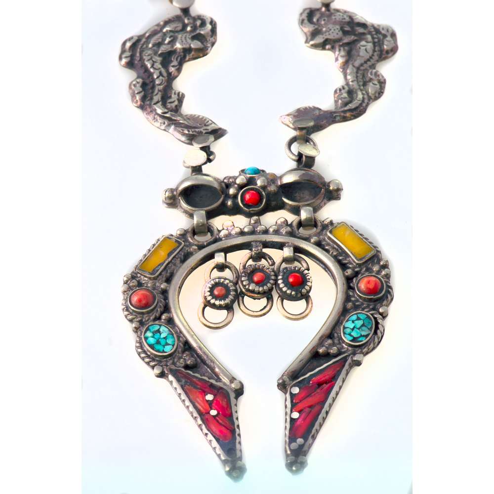 002R-EVAFRANGK-KOLIE-KORALI-TYRKOYAZ-MPOXO-4 Handmade Necklace with turquoise, coral and silver elements