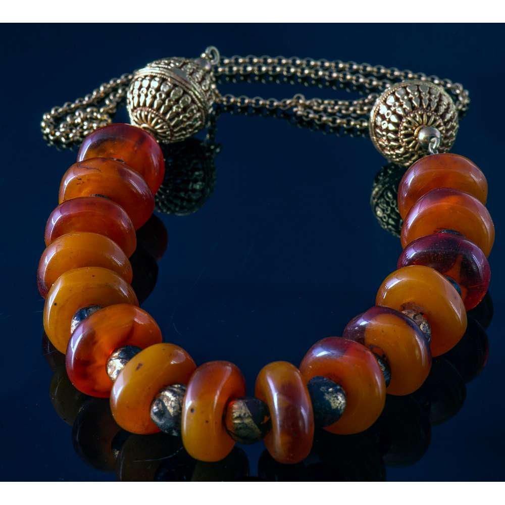 003R-EVAFRANGK-KOLIE-KEXRIMPARI-XRYSO-8 Handmade necklace with amber and gold elements