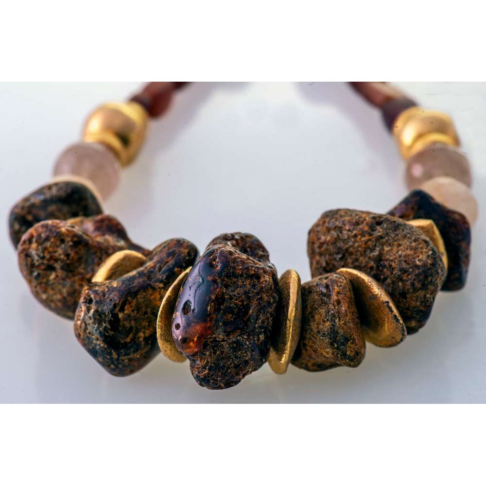 004R-EVAFRANGK-KOLIE-KEXRIMPARI-KERATO-KALSITIS-XRYSO-4 Χειροποίητο κολιέ με ακατέργαστο κεχριμπάρι και χρυσά στοιχεία