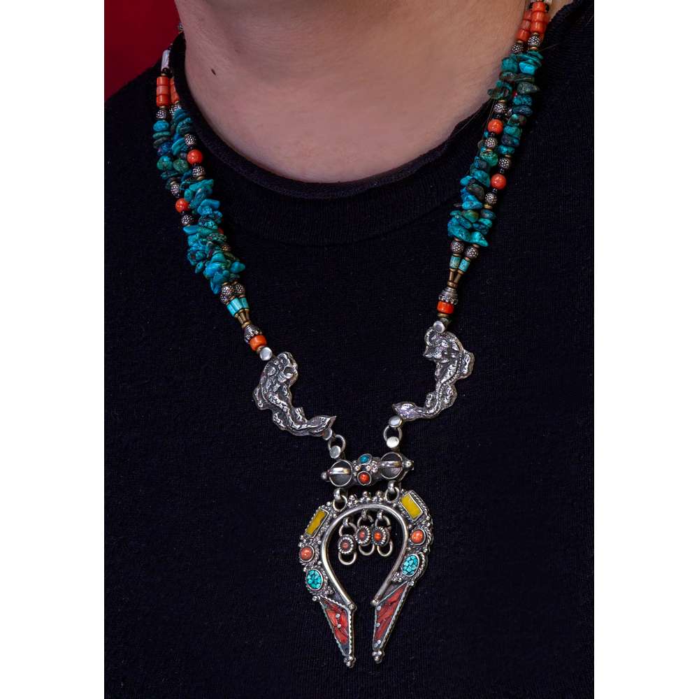 _DSC2799 Handmade Necklace with turquoise, coral and silver elements