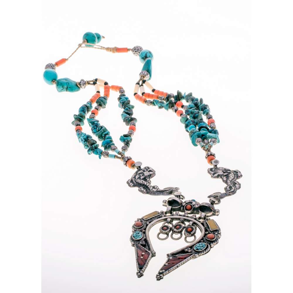 _DSC6972 Handmade Necklace with turquoise, coral and silver elements