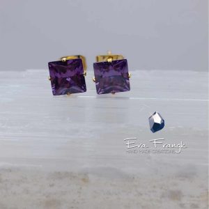 Σετ μενταγιόν - σκουλαρίκια με κρύσταλλο στο χρώμα του Αμέθυστου