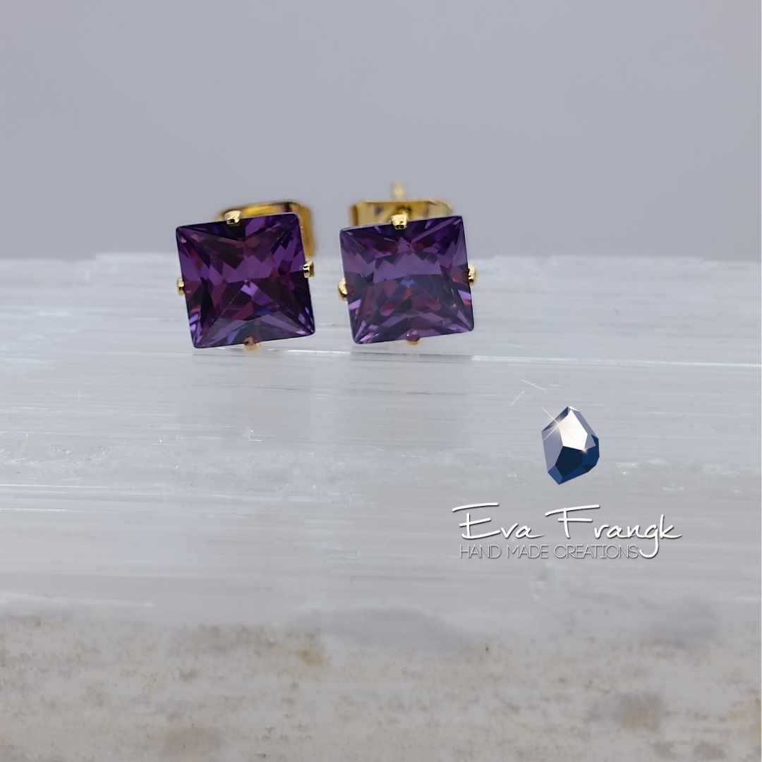 81 Σετ μενταγιόν - σκουλαρίκια με κρύσταλλο στο χρώμα του Αμέθυστου