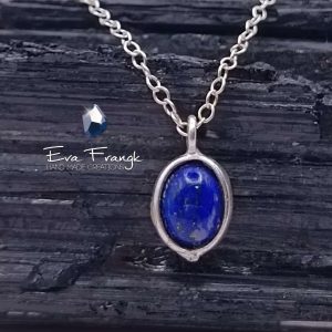 Μενταγιόν με Λάπις Λάζουλι Ασήμι 925 βαθμών Διαστάσεις 10mm