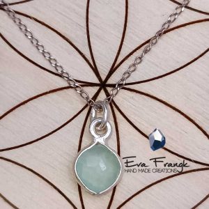 Μενταγιόν με Μπλε χαλκηδόνιο (Chalcedony blue sky)  Ασήμι 925 βαθμών Διαστάσεις 8mm